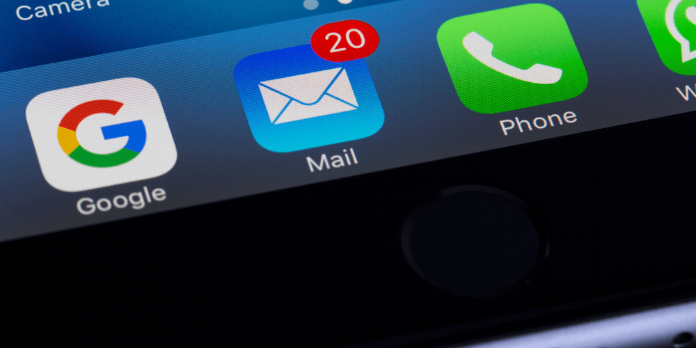 20 unread emails on a smartphone screen