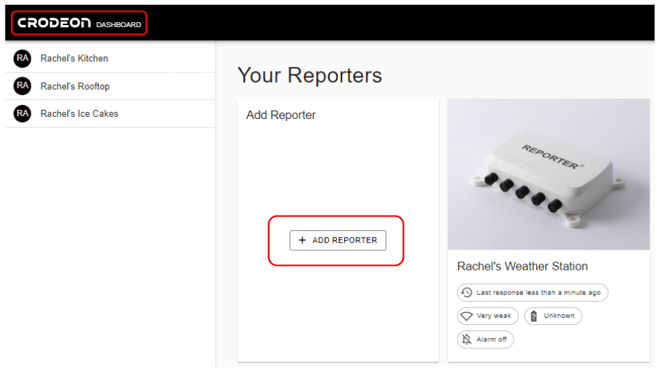 Claim your Reporter on the Crodeon Dashboard