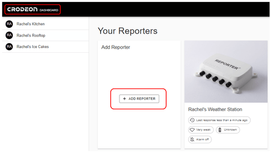 Claim your Reporter on the Crodeon Dashboard