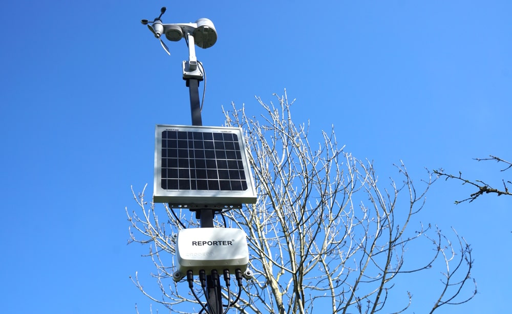 A weather station with solar panel